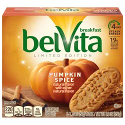 belVita Breakfast Bars Biscuits, Pumpkin Spice, 5 Packs (4 Biscuits Per Pack)