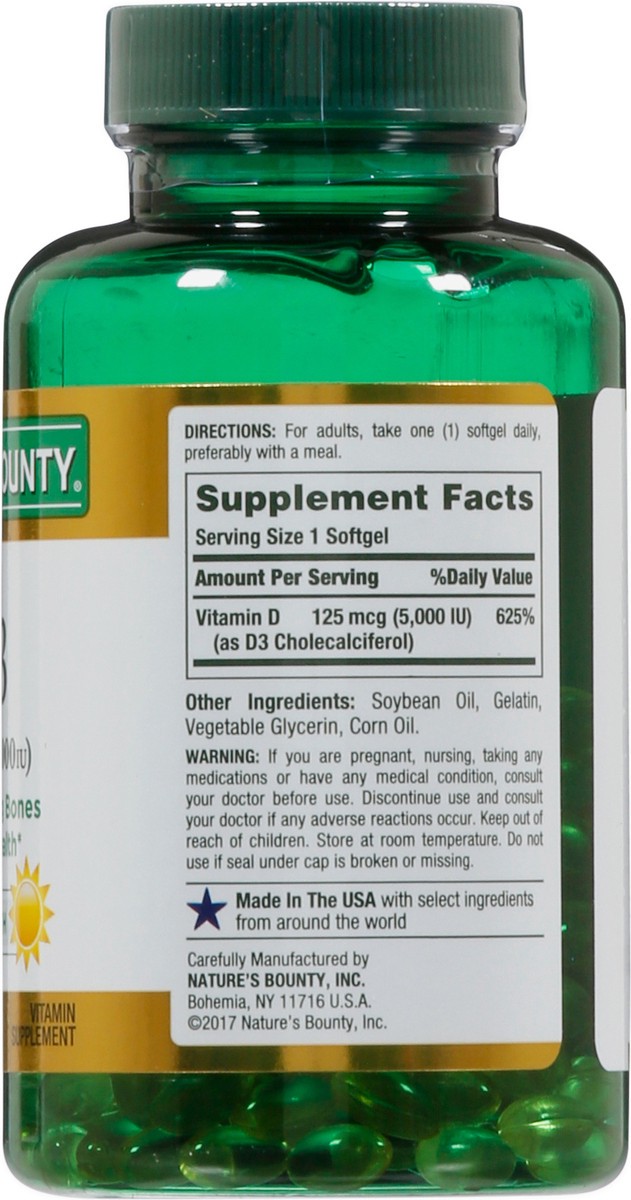 slide 3 of 13, Nature's Bounty 125 mcg Vitamin D3 240 Softgels, 240 ct