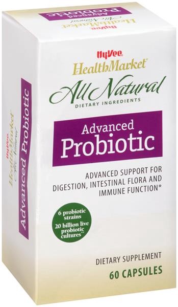 slide 1 of 1, Hy-Vee HealthMarket Advanced Probiotic Dietary Supplement Capsules, 60 ct