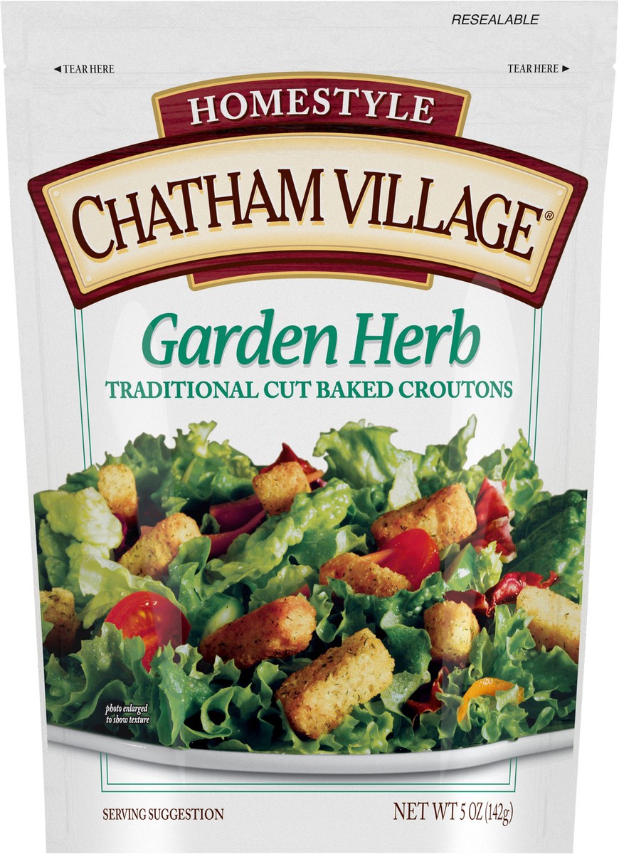 slide 1 of 9, Chatham Village Traditional Cut Baked Garden Herb Croutons 5 oz, 5 oz