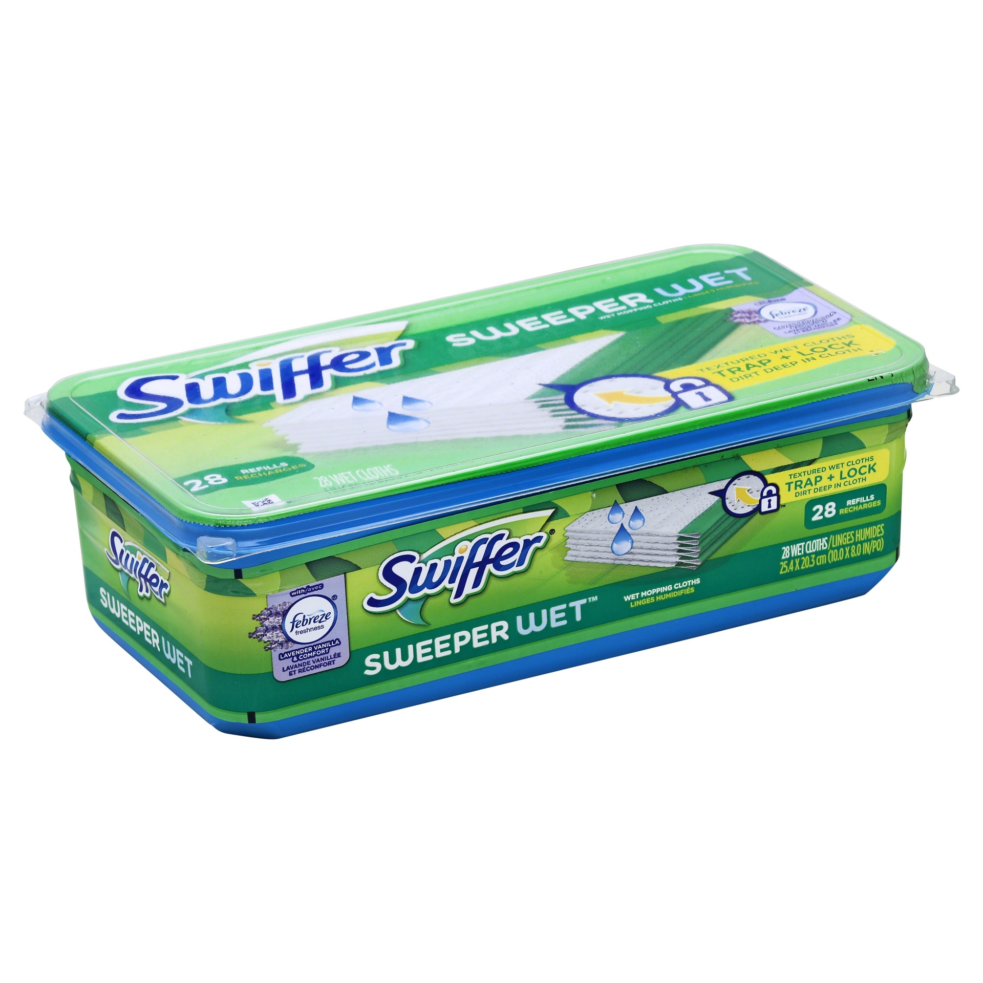 slide 1 of 2, Swiffer with Febreze Lavender Vanilla & Comfort Sweeper Wet Mopping Cloths, 28 ct