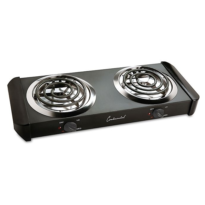 slide 1 of 1, Continental Electric Coil Double Burner, Black, 1 ct