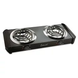 Continental Electric Coil Double Burner, Black