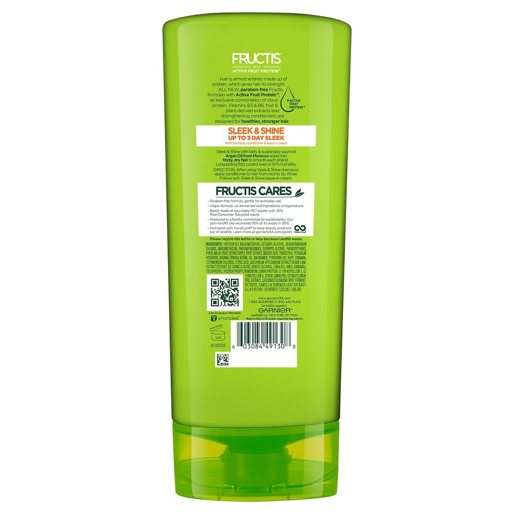 slide 3 of 5, Garnier Fructis Sleek & Shine Paraben-Free Fortifying Conditioner, 21 fl oz