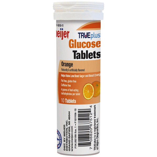 slide 1 of 1, Meijer TruePlus Orange Glucose Tablets, 10 ct