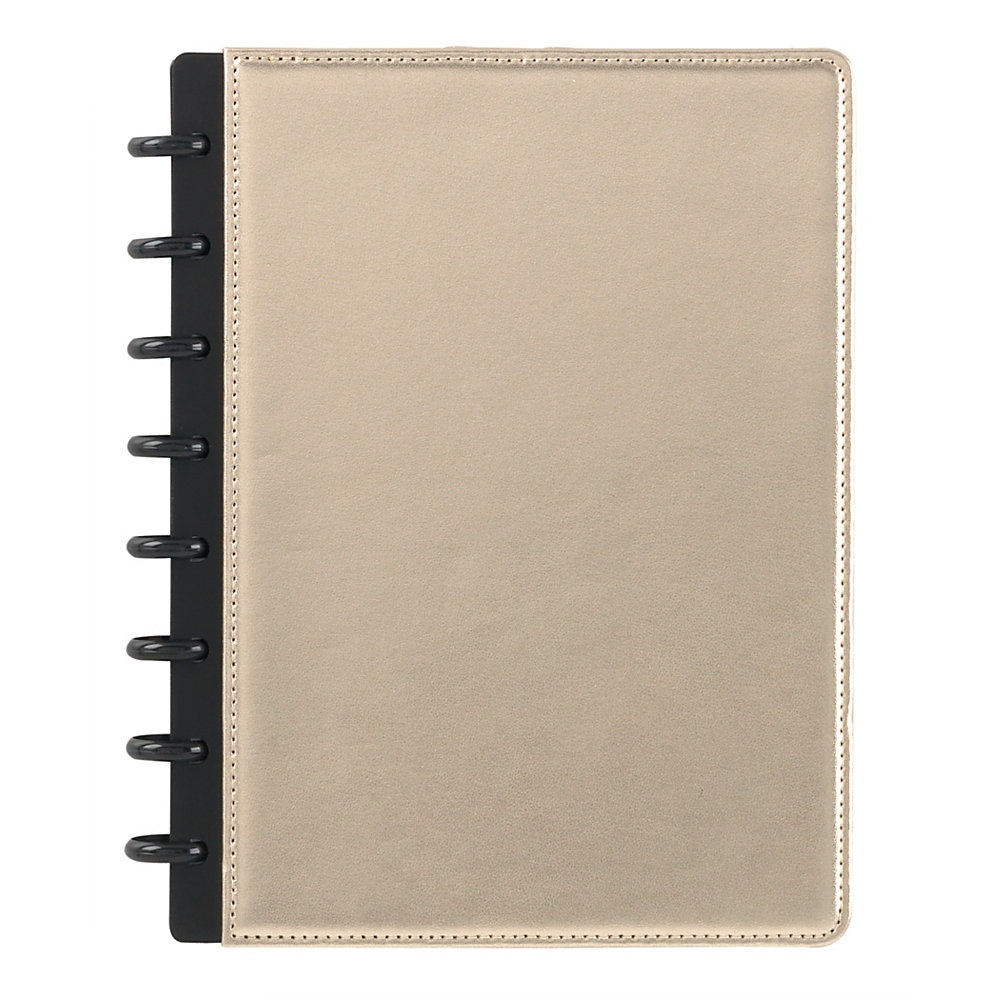 slide 1 of 1, TUL Custom Note-Taking System Discbound Notebook, Junior Size, Leather Cover, Metallic Champagne, 1 ct