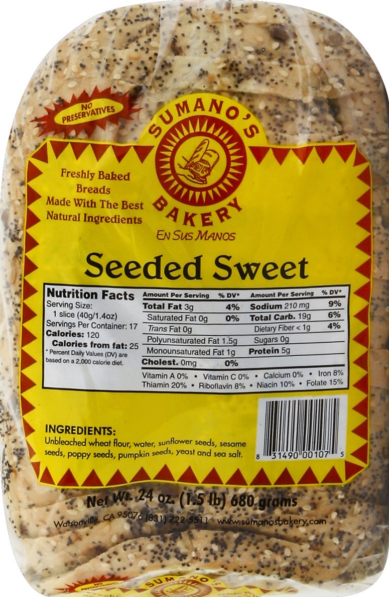 slide 2 of 5, Sumanos Bakery Bread 24 oz, 24 oz