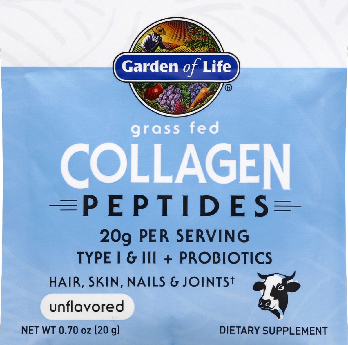 slide 1 of 2, Garden of Life Grass Fed Collagen Peptides Powder Unflavored Single Packet, 0.7 oz