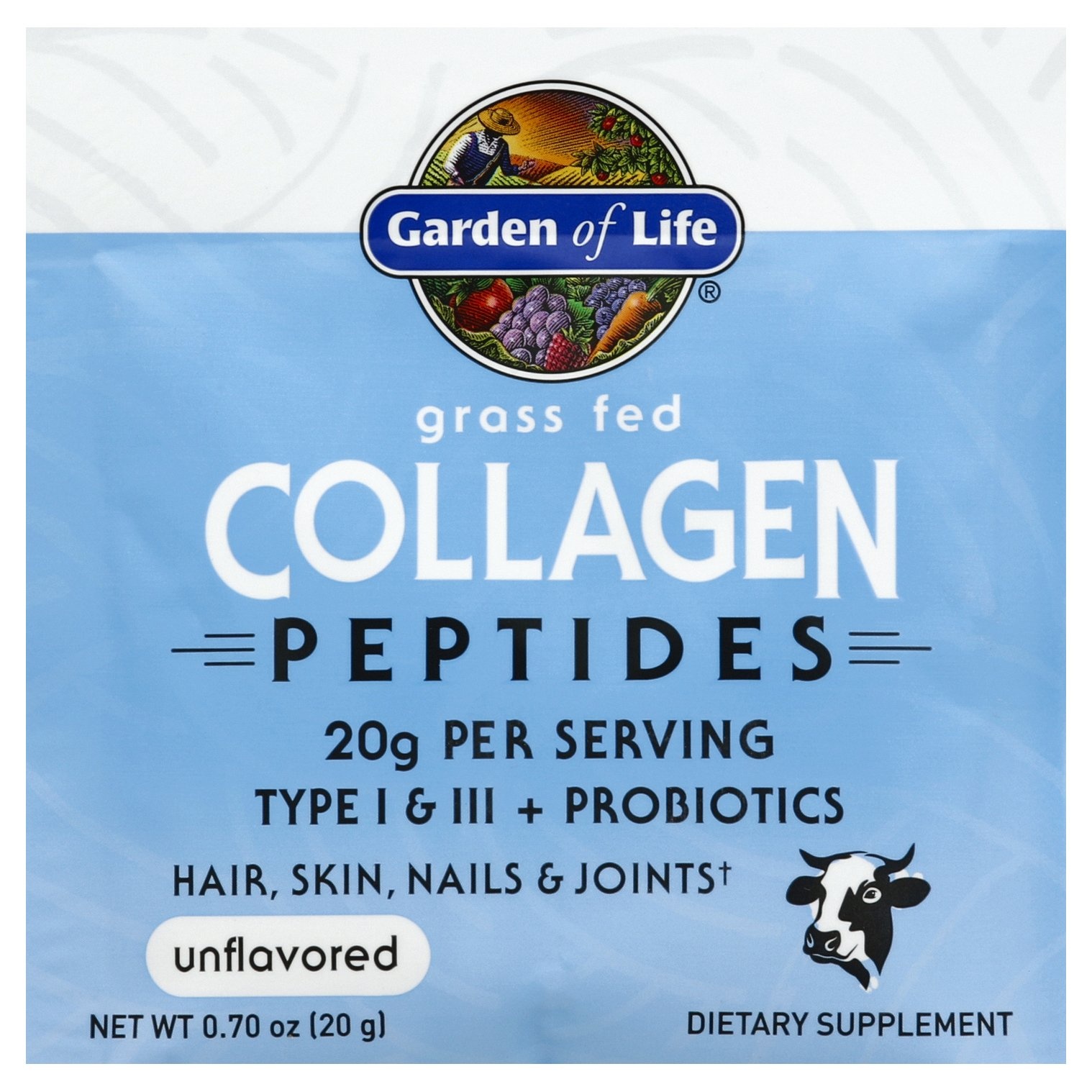 slide 1 of 2, Garden of Life Grass Fed Collagen Peptides Powder Unflavored Single Packet, 0.7 oz