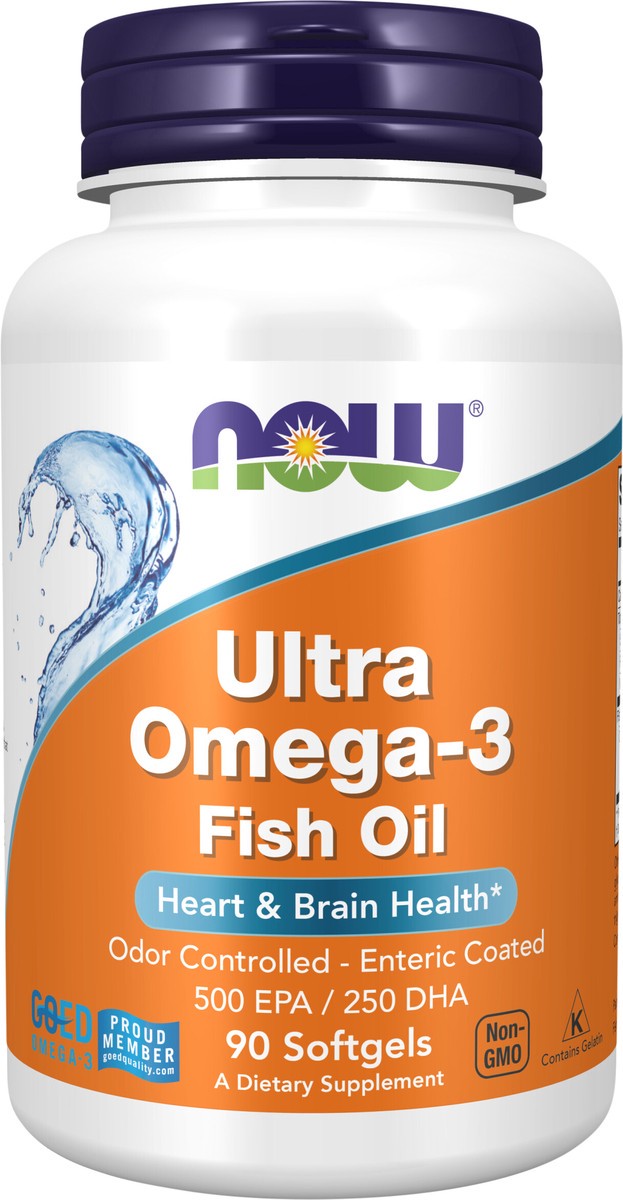 slide 2 of 2, NOW Supplements, Ultra Omega-3 Molecularly Distilled and Enteric Coated, 90 Softgels, 90 ct