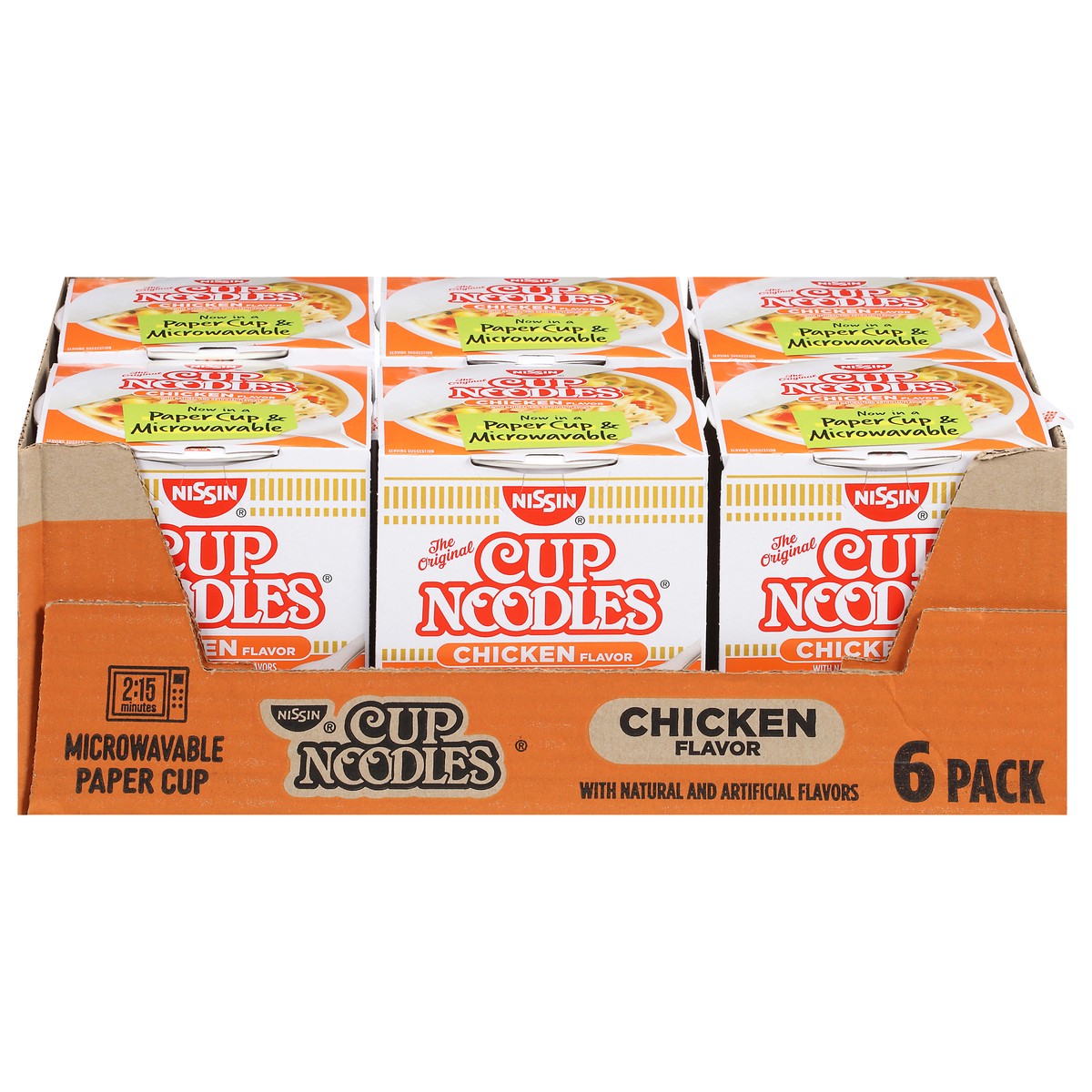 slide 1 of 9, Nissin Cup Noodles Chicken Flavor Ramen Noodle Soup 6 - 2.25 oz Cups, 6 ct
