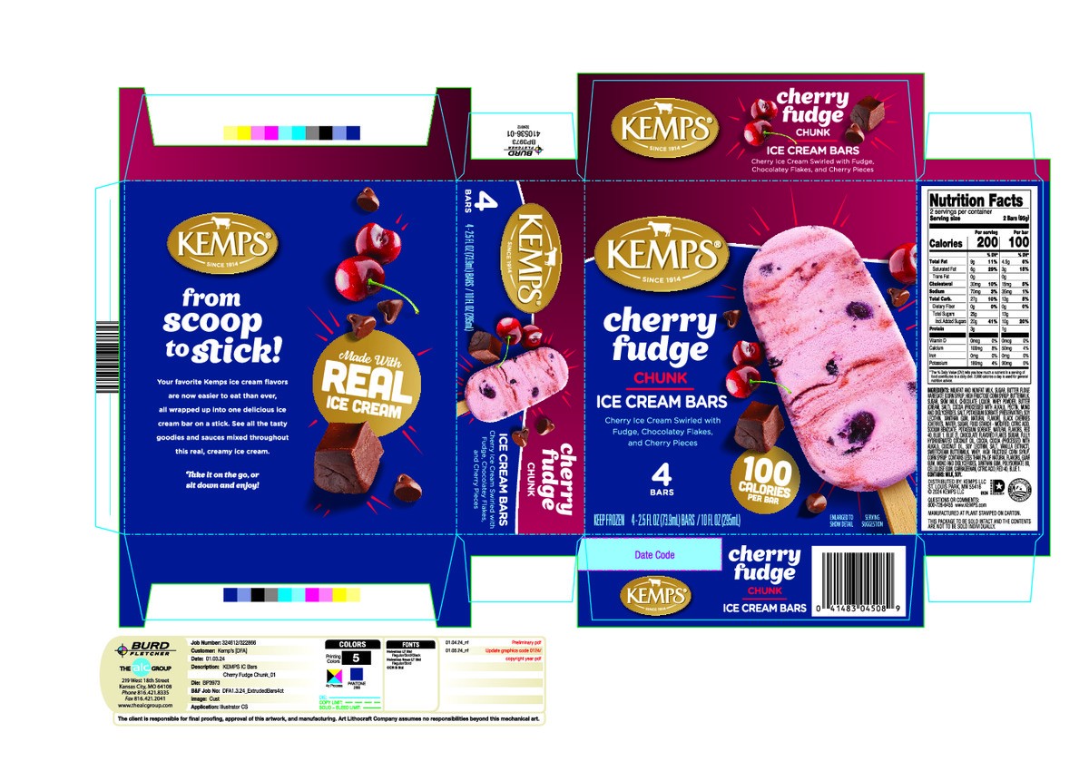 slide 9 of 12, Kemps Cherry Fudge Chunk Ice Cream Bars, 