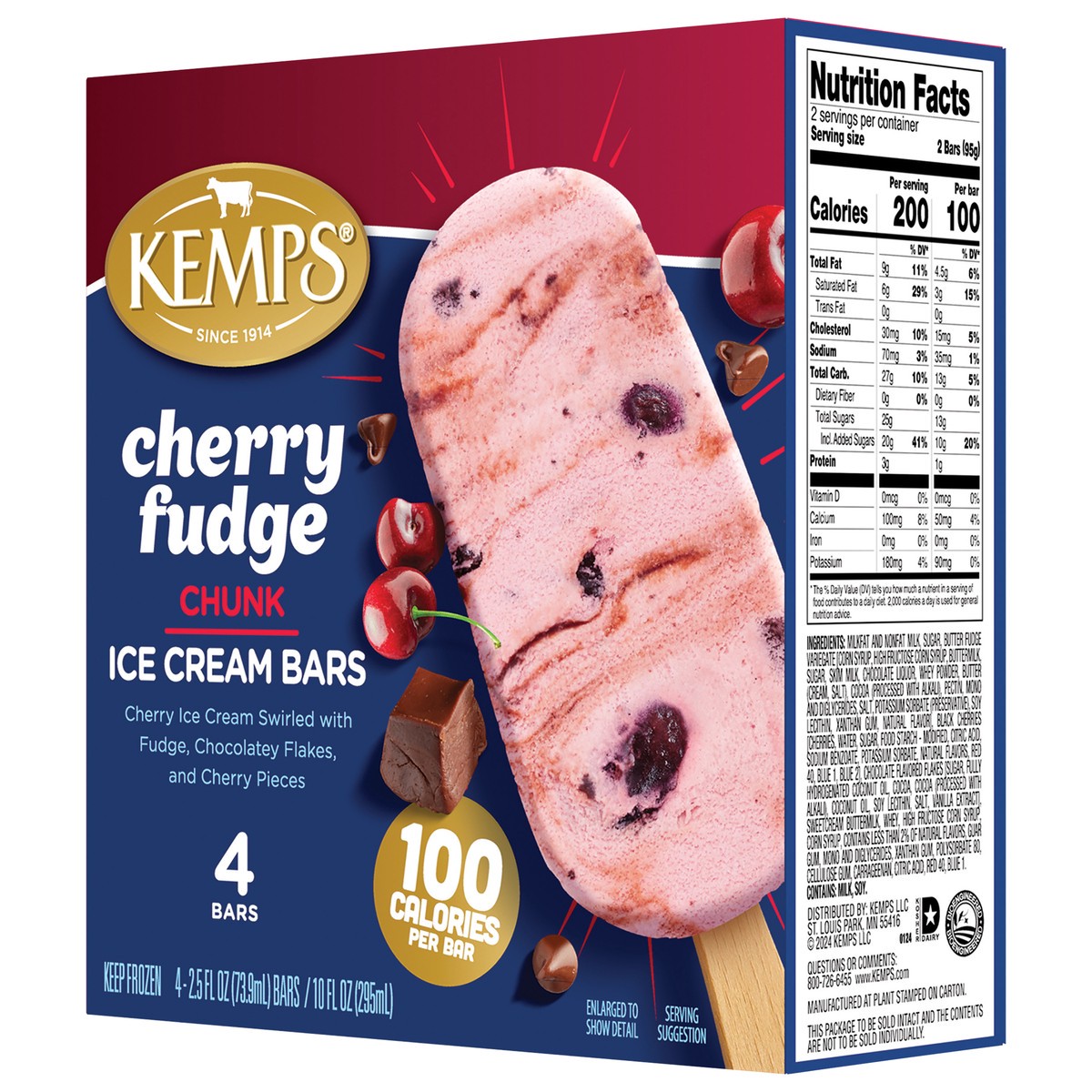 slide 10 of 12, Kemps Cherry Fudge Chunk Ice Cream Bars, 
