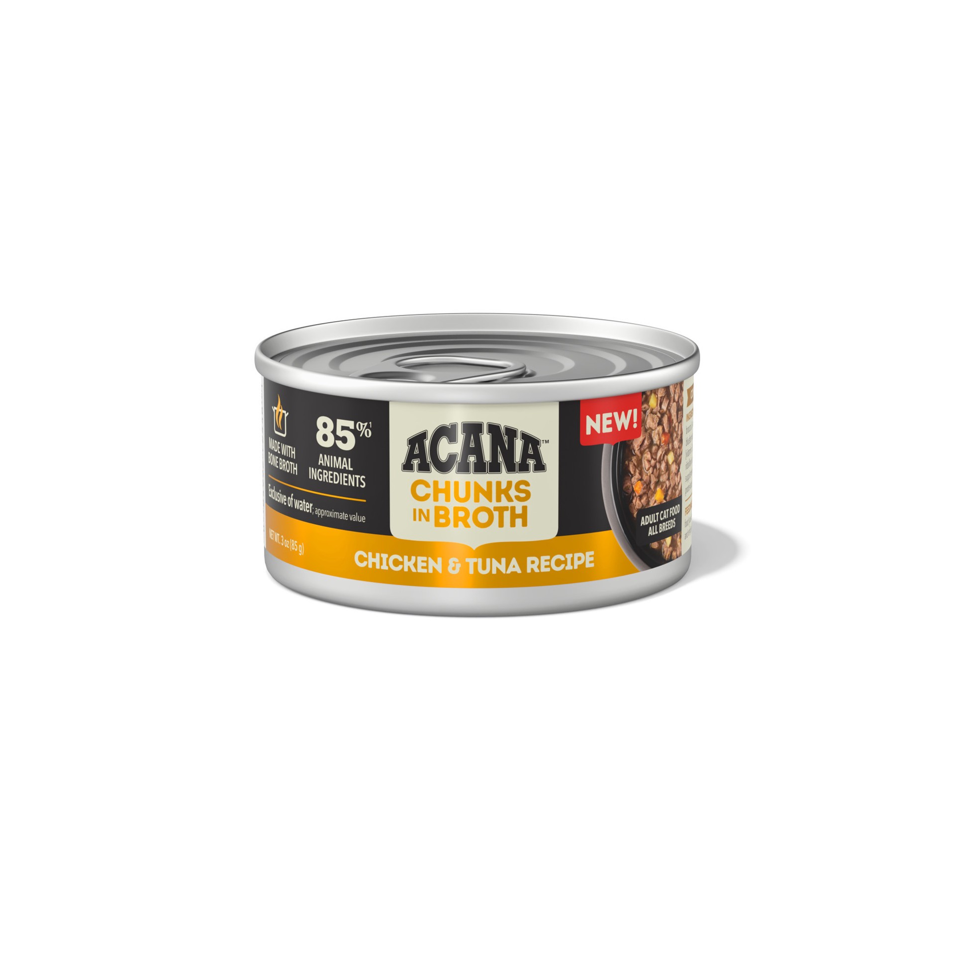 slide 1 of 2, ACANA Chunks in Broth Chicken & Tuna Recipe Wet Cat Food, 3 oz., 1 ct