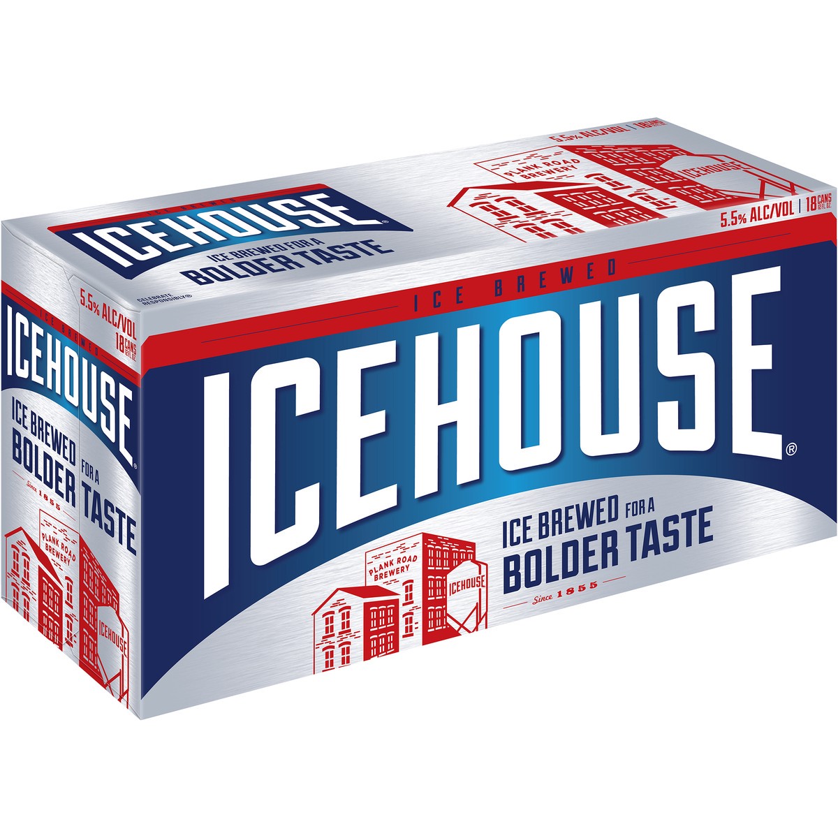 slide 1 of 9, Icehouse Beer, American Lager, 18 Pack, 12 fl. oz. Cans, 5.5% ABV, 216 oz