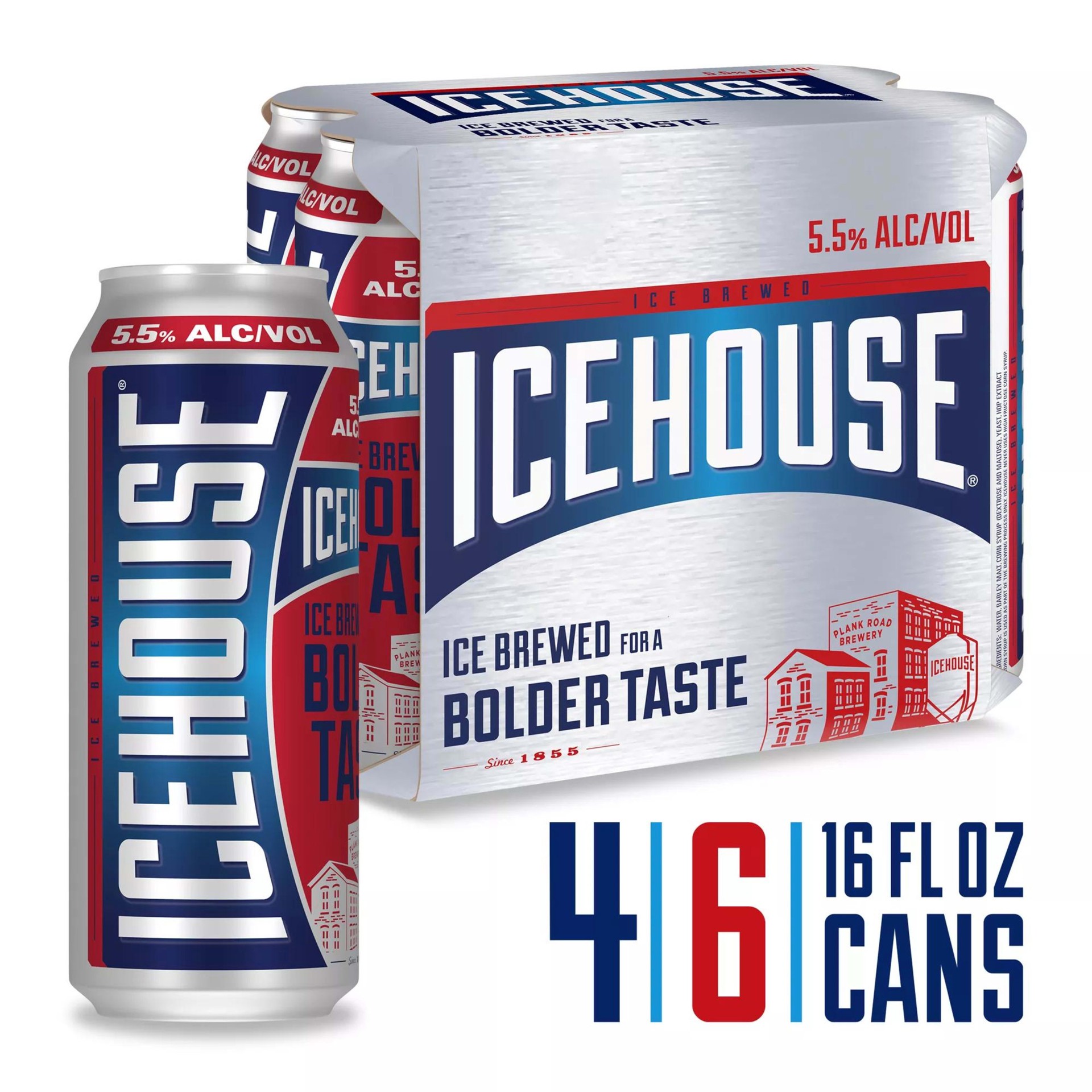 slide 1 of 9, Icehouse Beer, American Lager, 18 Pack, 12 fl. oz. Cans, 5.5% ABV, 216 oz