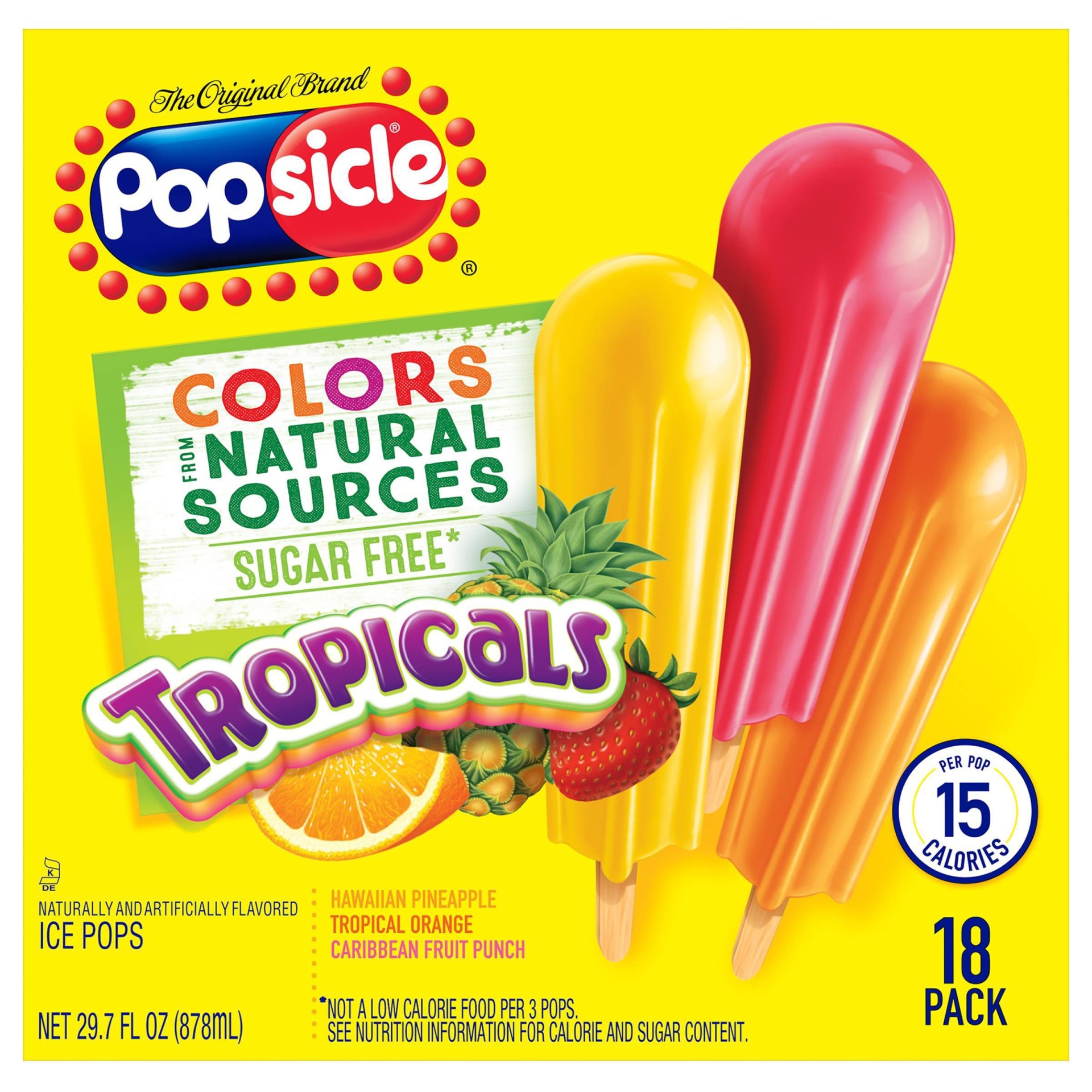 slide 1 of 5, Popsicle Ice Pops Tropicals, 29.7 oz, 18 Count , 20 ct