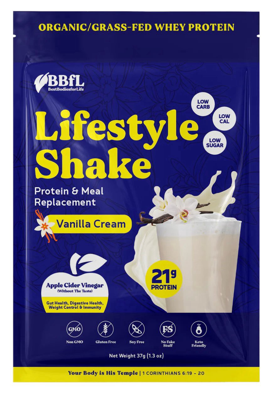 slide 1 of 1, BestBodiesforLife 21g Whey Protein & Meal Replacement Lifestyle Shake Packet - Vanilla Cream, 1 ct