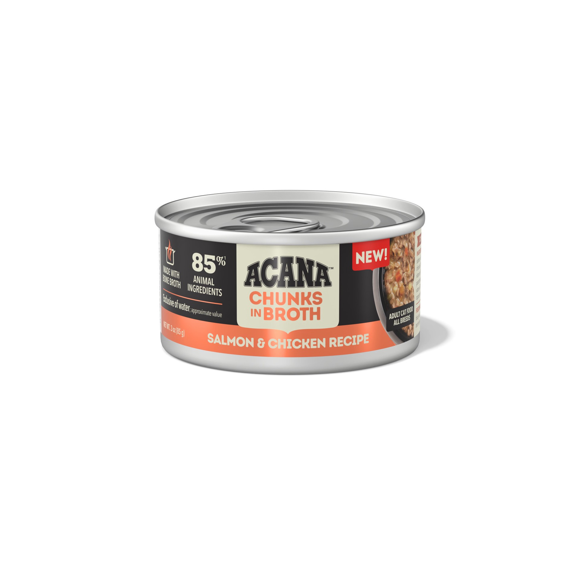 slide 1 of 2, ACANA Chunks in Broth Salmon & Chicken Recipe Wet Cat Food, 3 oz., 1 ct
