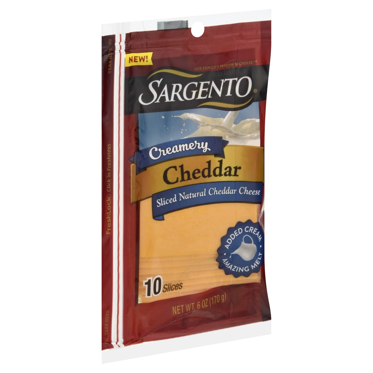 slide 10 of 10, Sargento Creamery Sliced Natural Cheddar Cheese, 6 oz., 10 slices, 6 oz