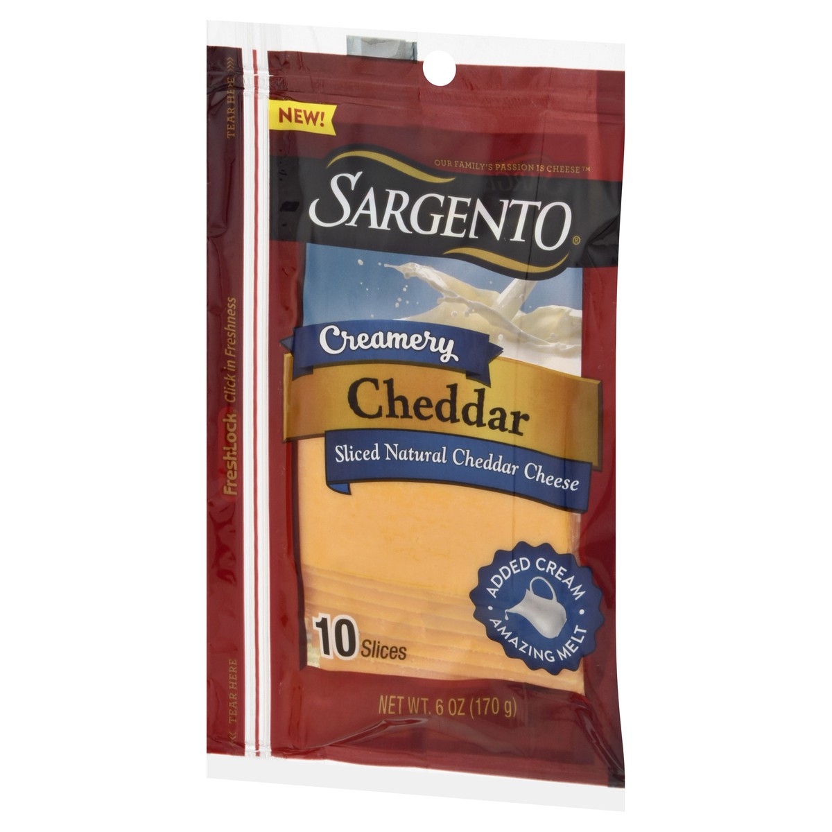 slide 6 of 10, Sargento Creamery Sliced Natural Cheddar Cheese, 6 oz., 10 slices, 6 oz