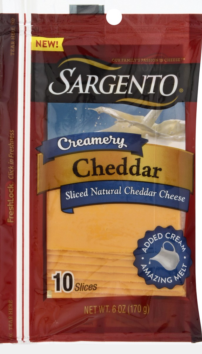 slide 9 of 10, Sargento Creamery Sliced Natural Cheddar Cheese, 6 oz., 10 slices, 6 oz