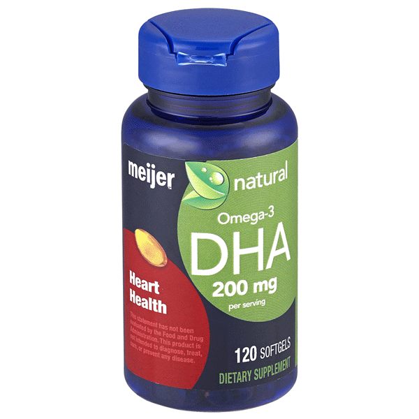 slide 1 of 1, Meijer Natural Omega-3 DHA 200 mg Softgels, 120 ct