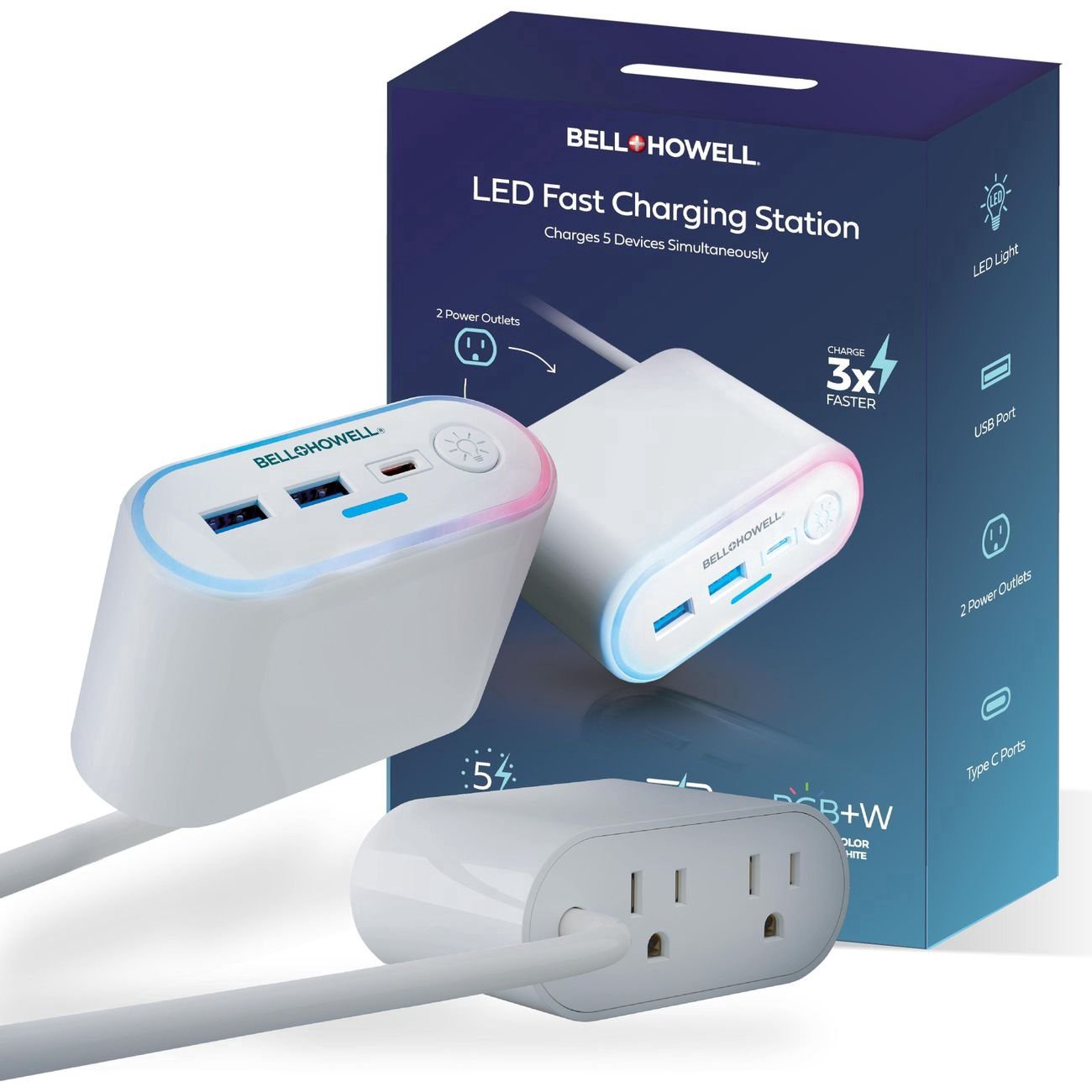 slide 1 of 1, BELL & HOWELL LED Fast Charging Station, 1 ct
