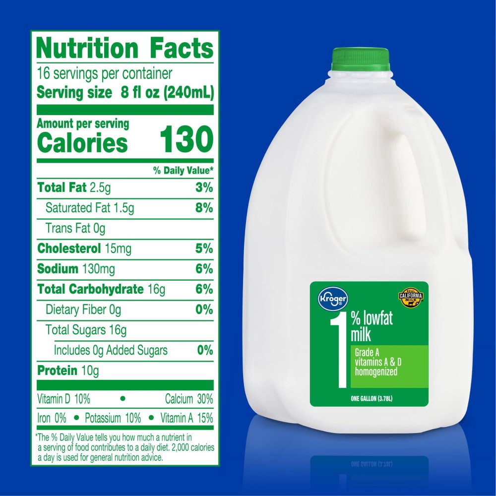 slide 3 of 4, Kroger 1% Lowfat Milk, 1 gal