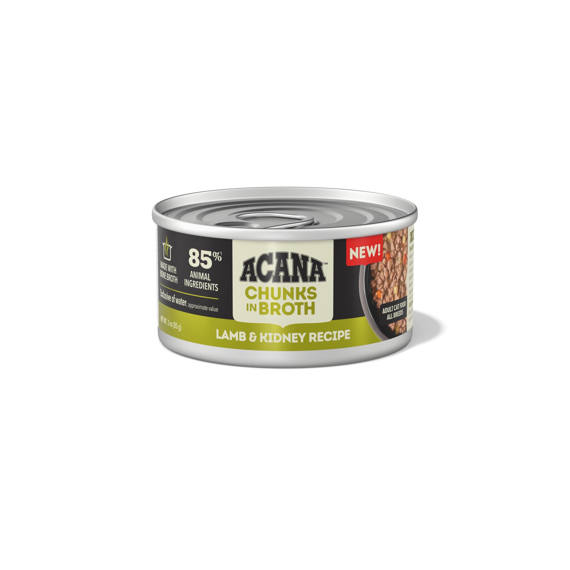 slide 1 of 2, ACANA Chunks in Broth Lamb & Kidney Recipe Wet Cat Food, 3 oz., 1 ct