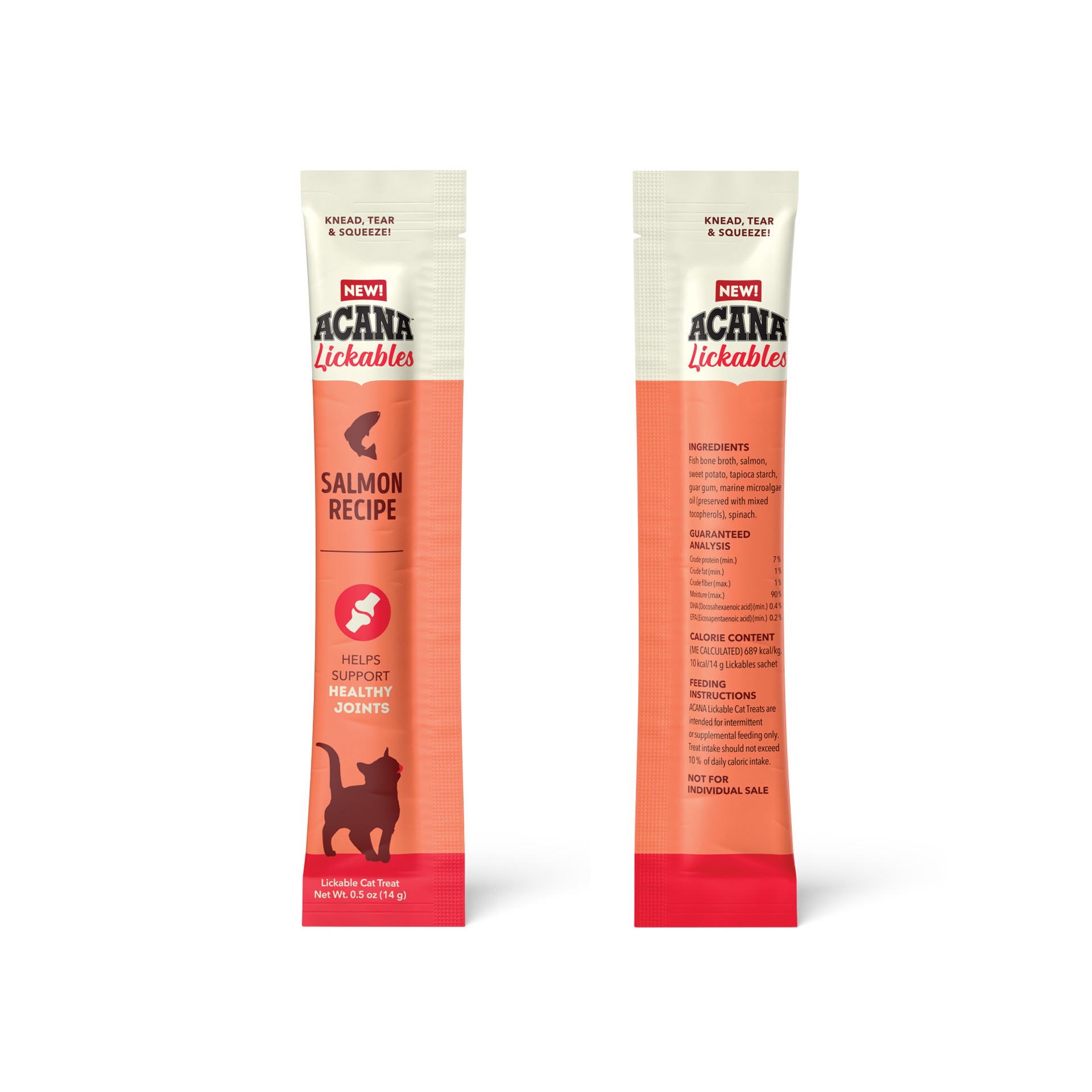 slide 1 of 3, ACANA Lickables Salmon Recipe Healthy Joints Cat Treats, 2.5 oz., Count of 5, 1 ct