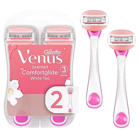 slide 1 of 1, Gillette Venus Womens Disposable Razor Comfortglide White Tea Scent - 2 Count, 2 ct