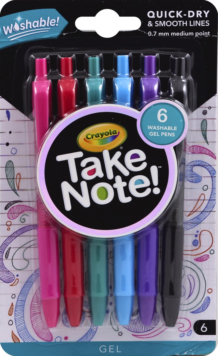 slide 2 of 2, Crayola Washable Take Note Gel Pens, 6 ct