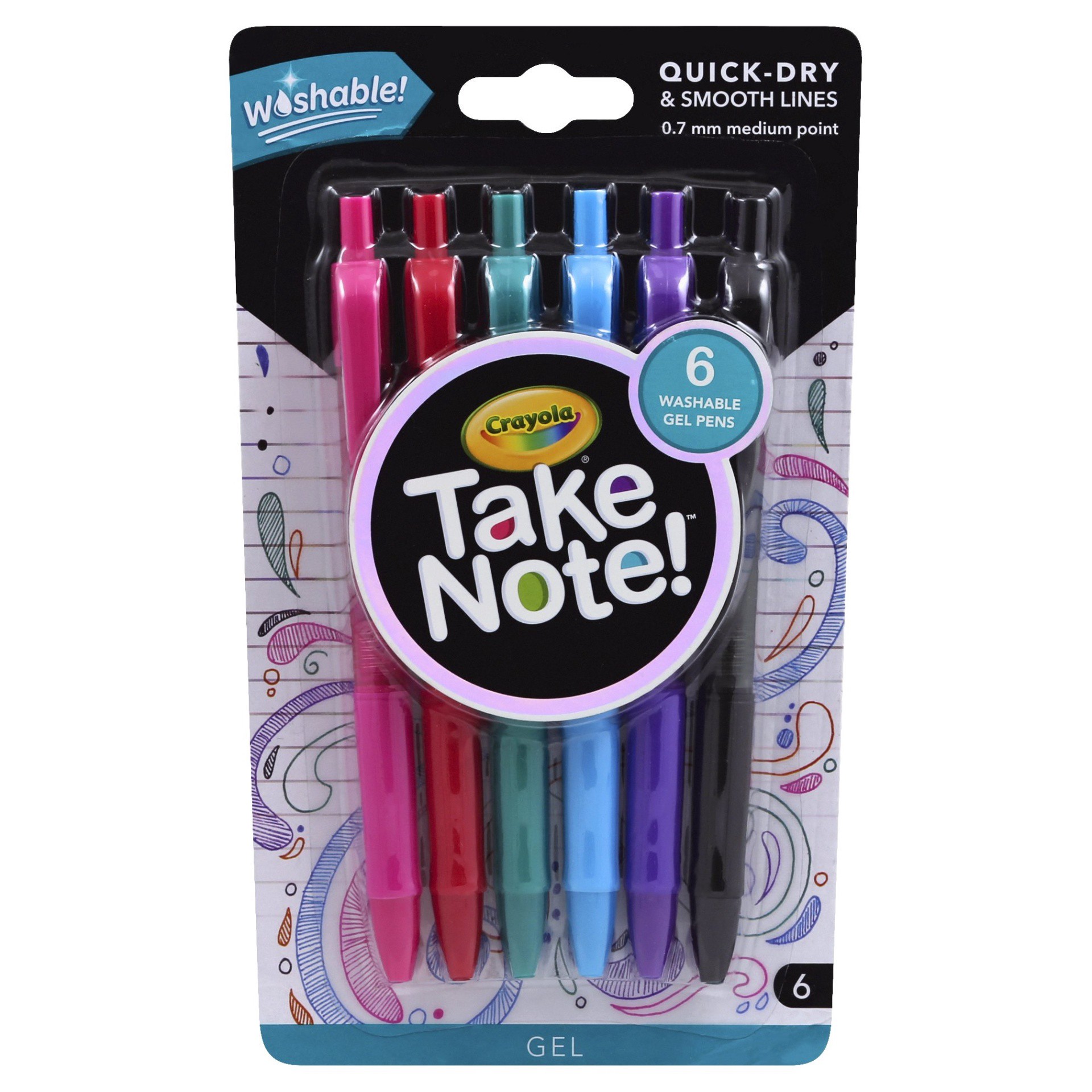 slide 1 of 2, Crayola Washable Take Note Gel Pens, 6 ct