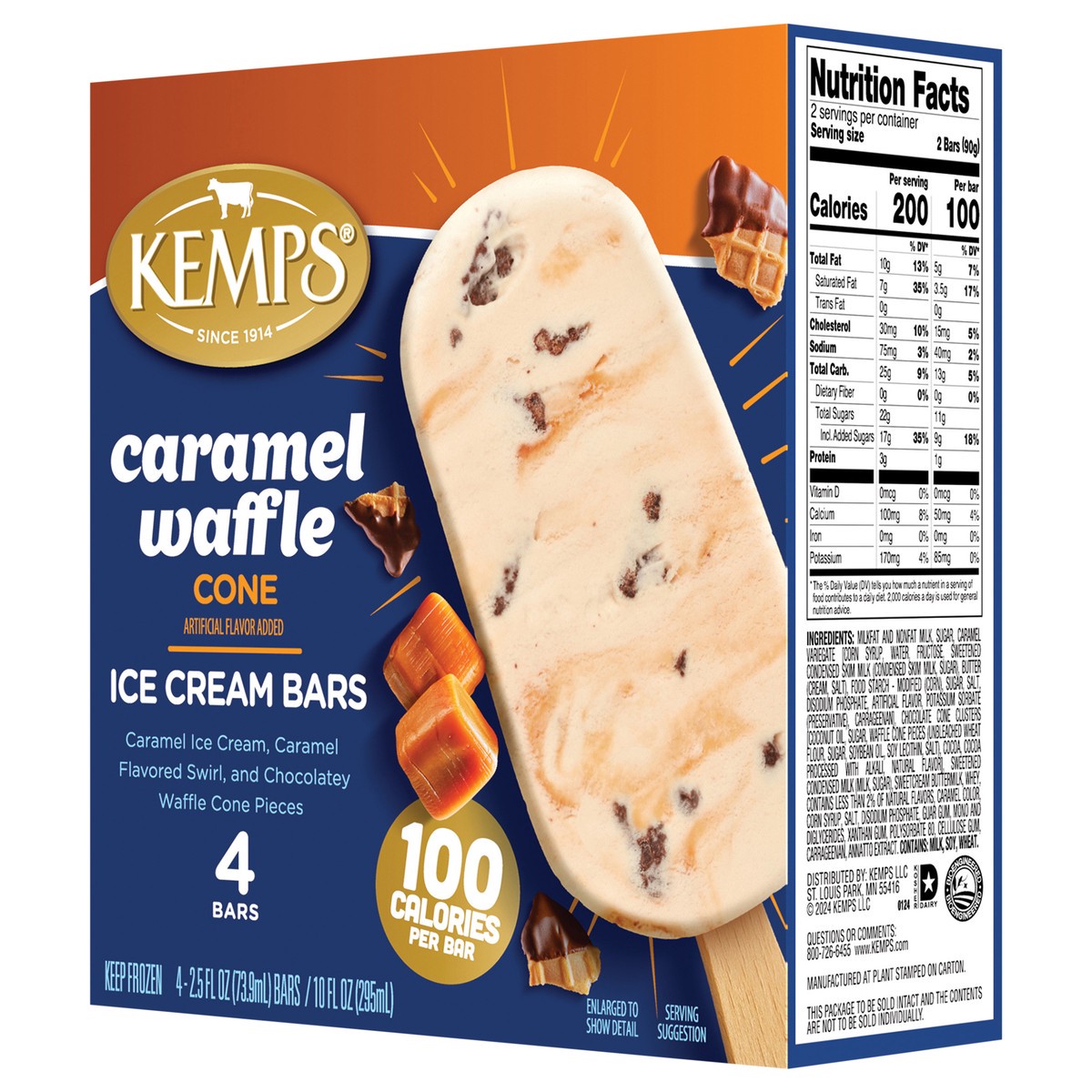 slide 7 of 14, Kemps Caramel Waffle Cone Ice Cream Bars, 