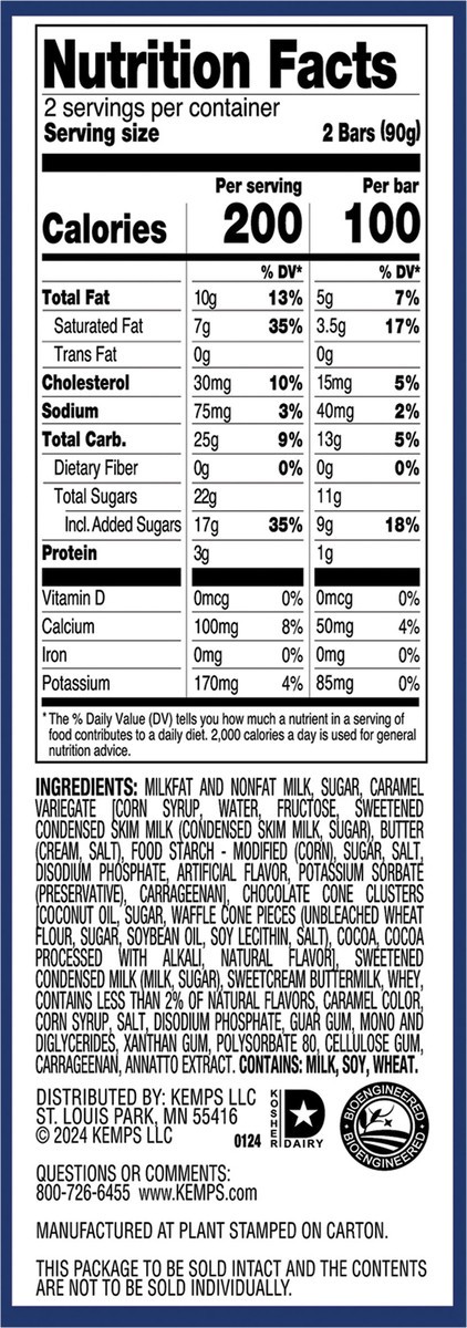 slide 13 of 14, Kemps Caramel Waffle Cone Ice Cream Bars, 