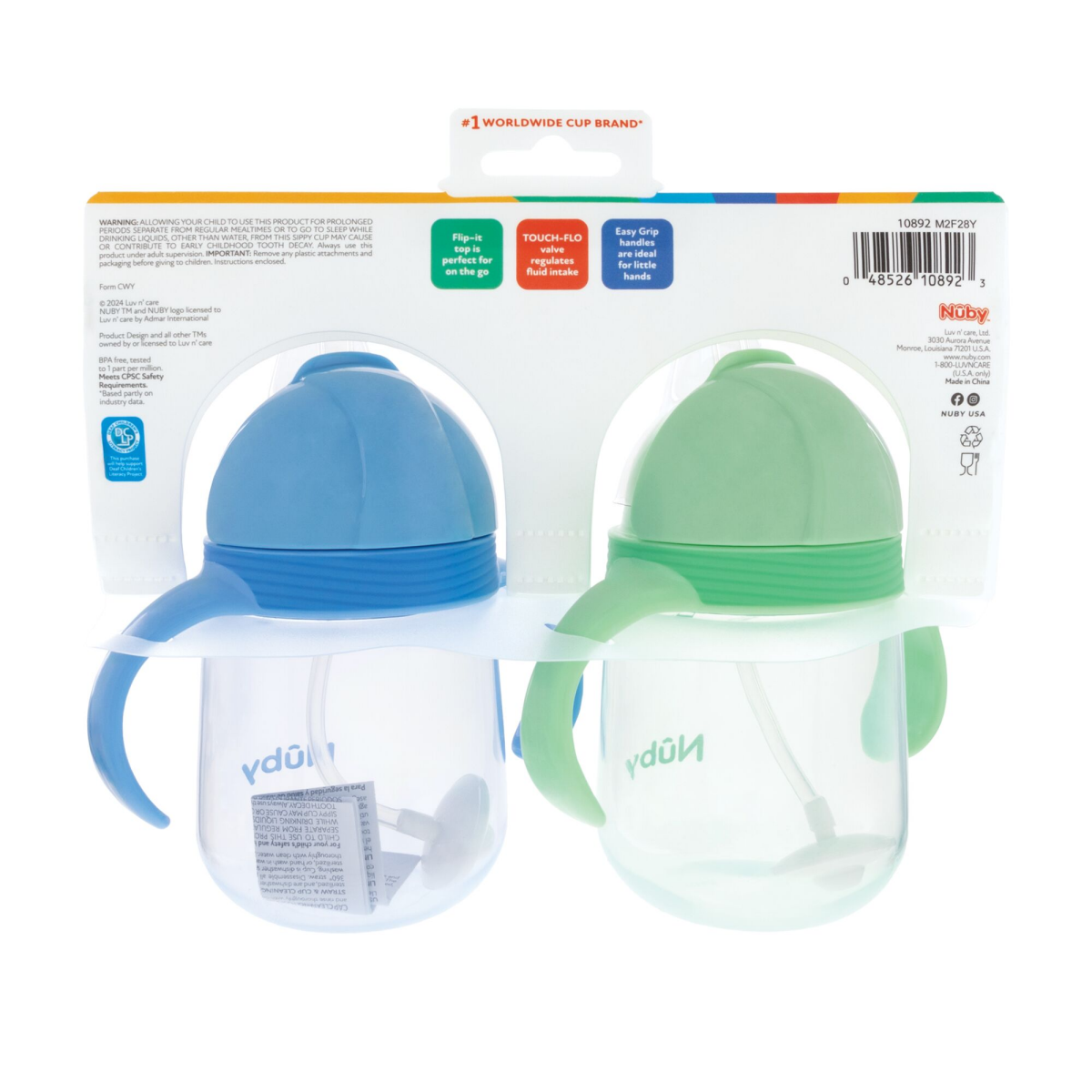 slide 13 of 17, Nuby 12m+ Clik-it Silicone Straw Trainer Cup 2 ea, 2 ct