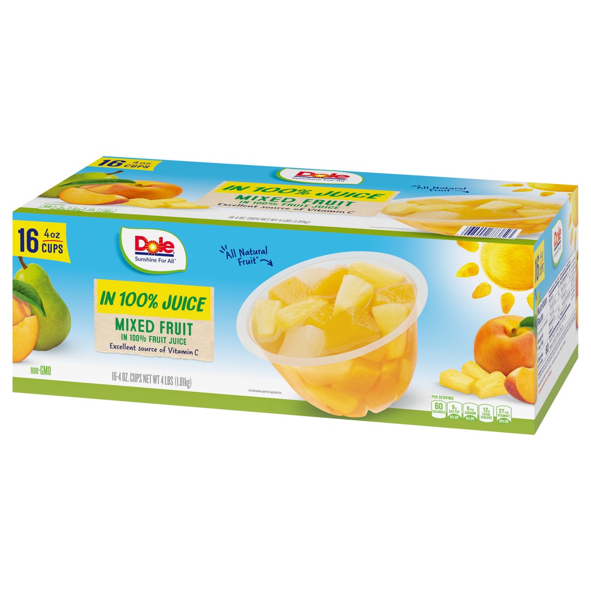 slide 2 of 11, DOLE Fruit Bowls Mixed Fruit in 100% Fruit Juice Fruit Cup 16-4 oz. Cups, 16 ct