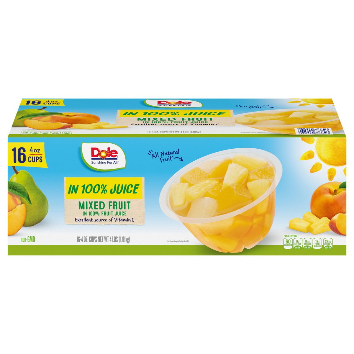 slide 1 of 11, DOLE Fruit Bowls Mixed Fruit in 100% Fruit Juice Fruit Cup 16-4 oz. Cups, 16 ct