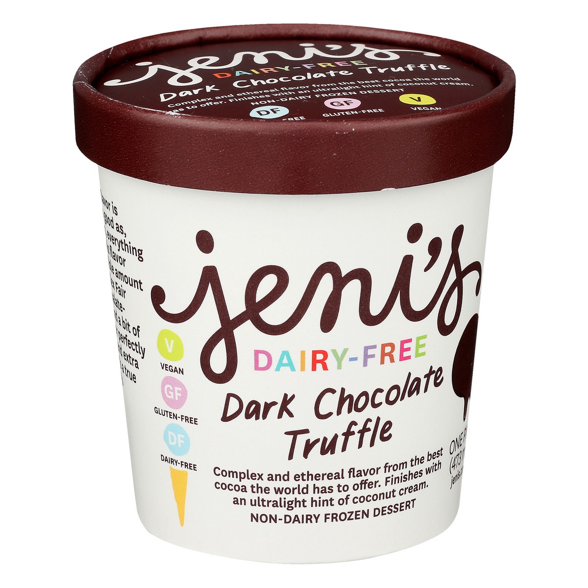 slide 5 of 9, Jeni's Dairy-Free Dark Chocolate Truffle Frozen Dessert 1 pt, 1 pint