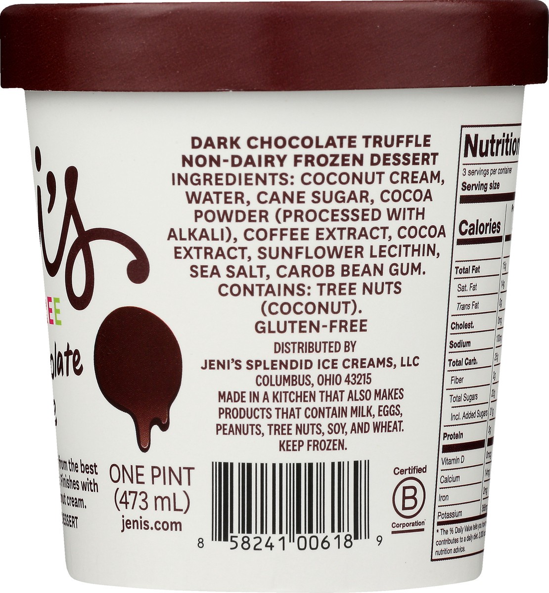 slide 6 of 9, Jeni's Dairy-Free Dark Chocolate Truffle Frozen Dessert 1 pt, 1 pint