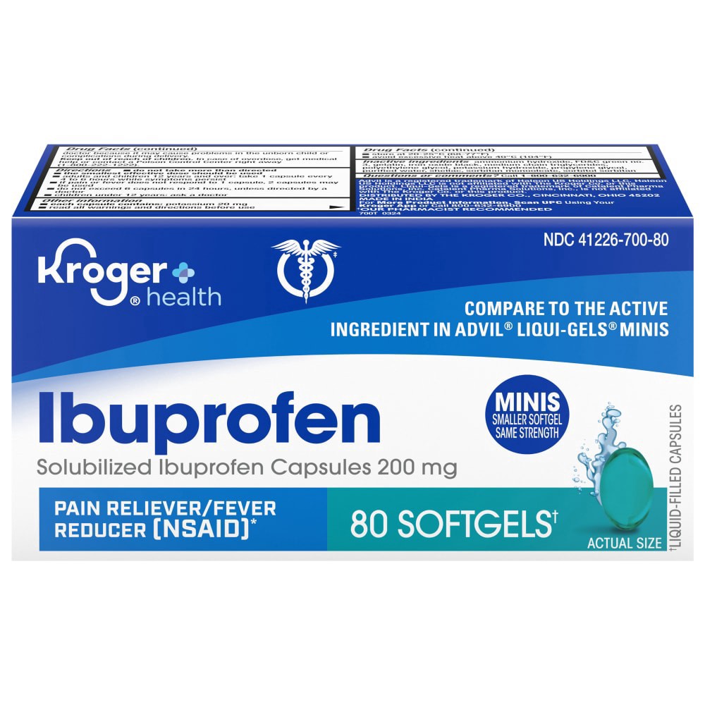 slide 2 of 5, Kroger Pain Reliever / Fever Reducer Ibuprofen Mini Softgels, 80 ct