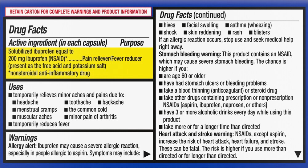 slide 4 of 5, Kroger Pain Reliever / Fever Reducer Ibuprofen Mini Softgels, 80 ct