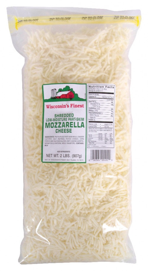 slide 1 of 1, Wisconsin's Finest Shredded Mozzarella Cheese, 2 lb