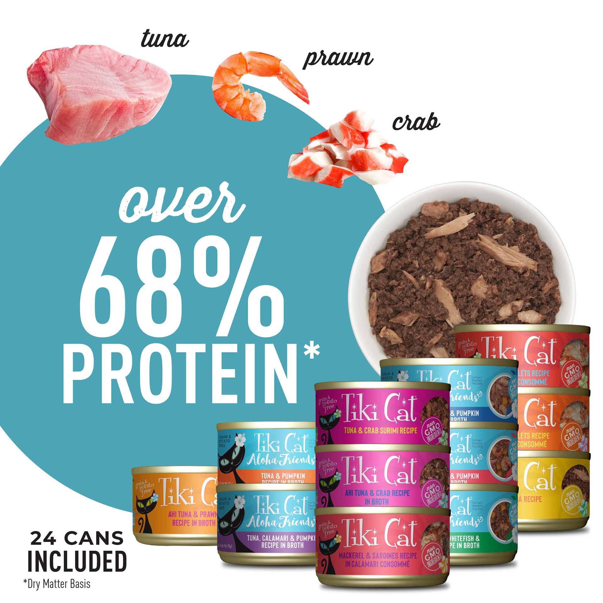 slide 6 of 7, Tiki Cat Fish Favorites Wet Cat Food Mega Pack, 2.8/3 oz. Can (24 Count), 69.8 oz