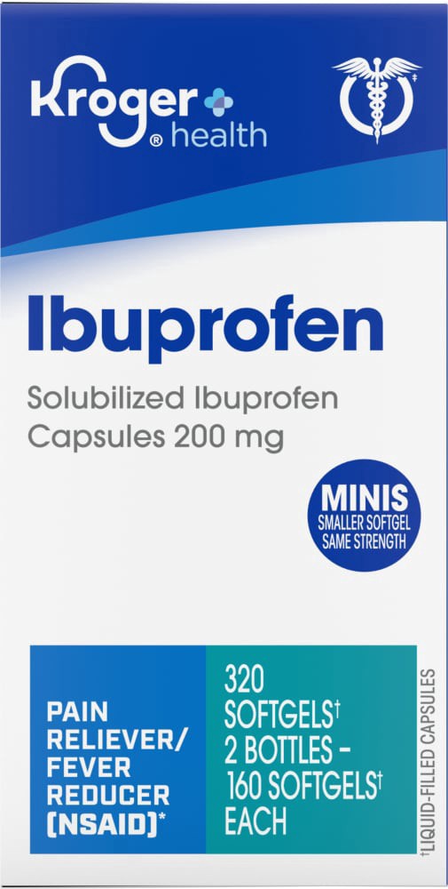 slide 4 of 5, Kroger Ibuprofen Softgels, 2 bottles / 160 ct ea