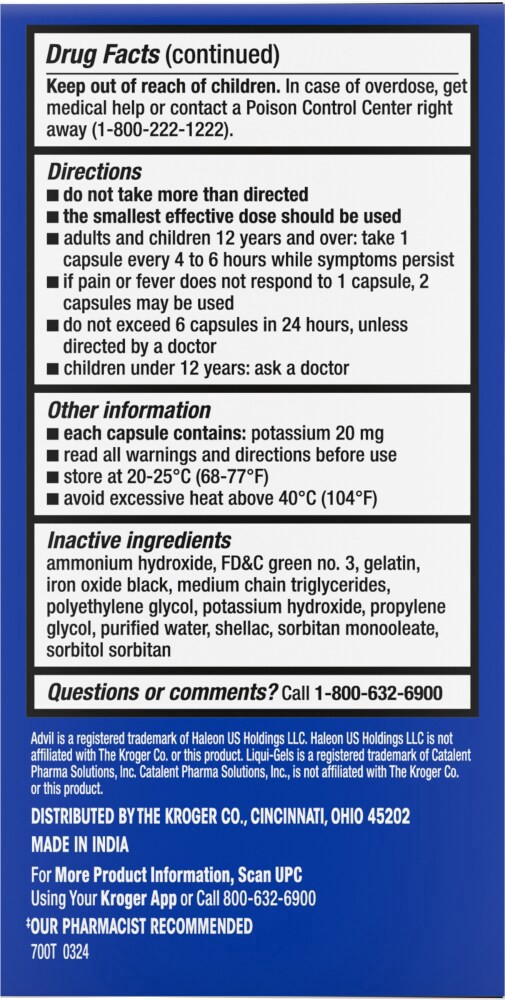 slide 5 of 5, Kroger Ibuprofen Softgels, 2 bottles / 160 ct ea