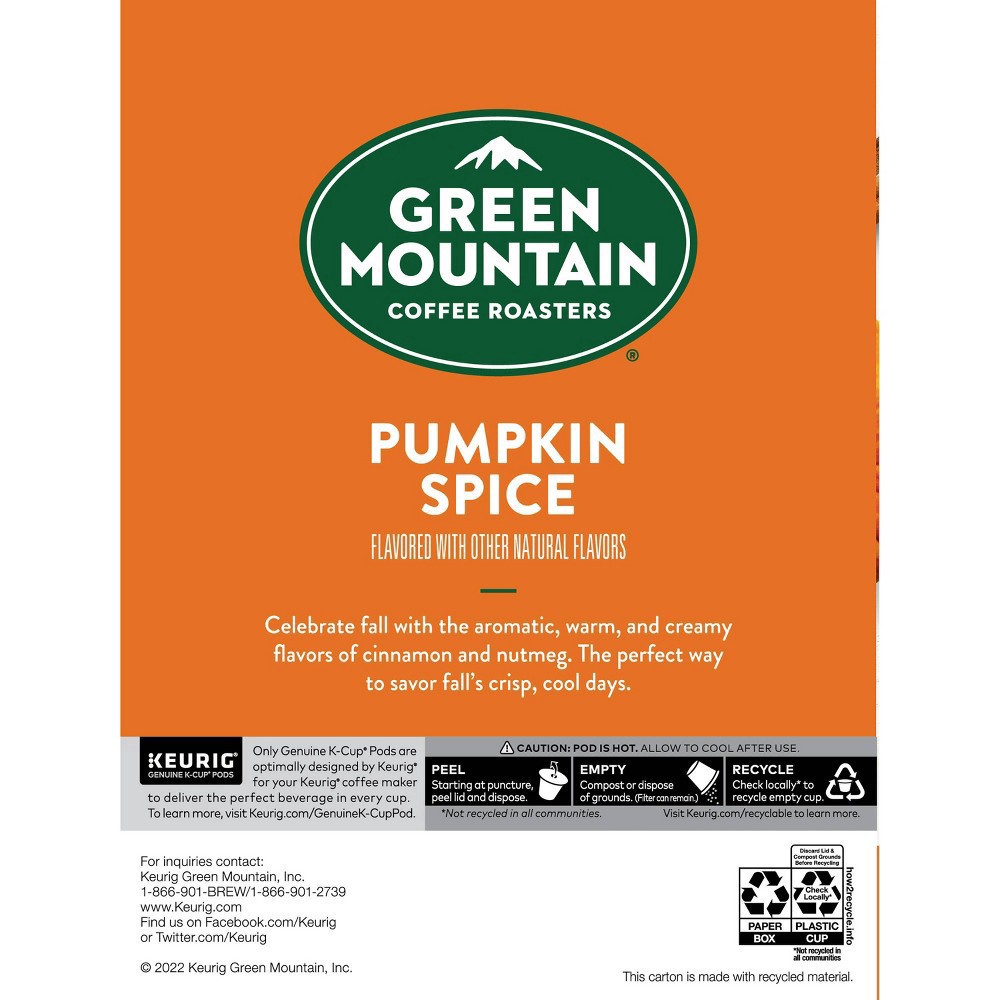 slide 2 of 12, Green Mountain Coffee Green Mountain Coffee Pumpkin Spice Keurig K-Cup Coffee Pods Flavored Coffee Light Roast - 24 ct, 24 ct