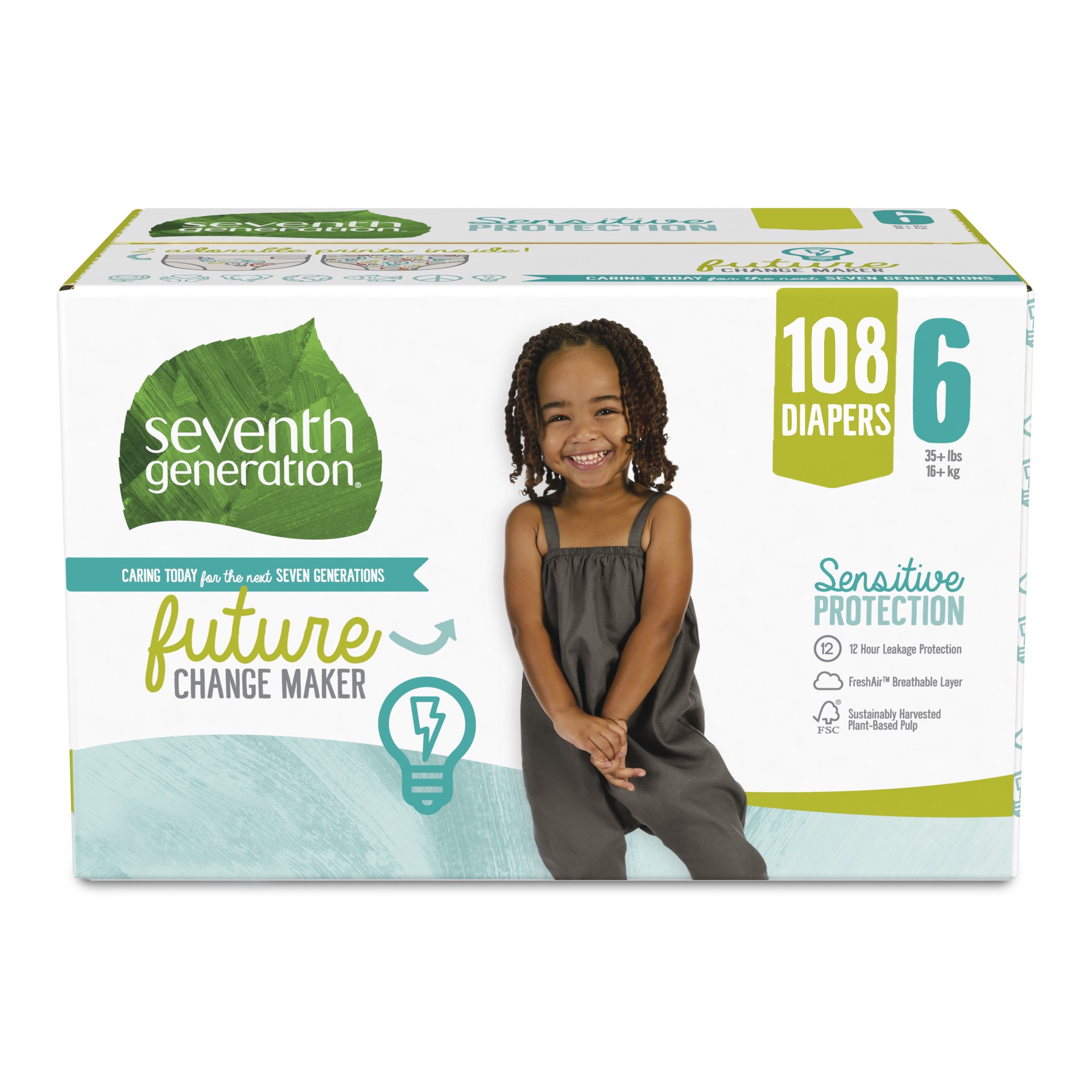 slide 1 of 3, Seventh Generation Baby Diapers Protection, Size 4, 25 Count, size 4