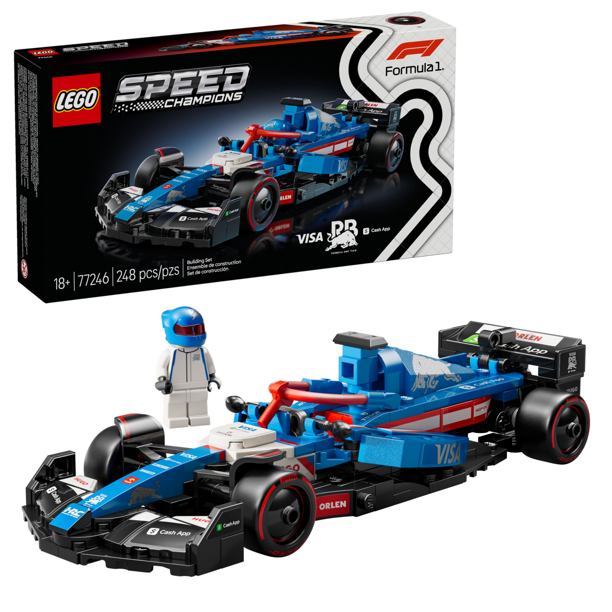 slide 1 of 21, LEGO Speed Champions Visa Cash App RB VCARB 01 F1 Race Car Model Kit 77246, 